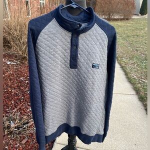 nice quilted LL Bean ladies sweatshirt navy gray